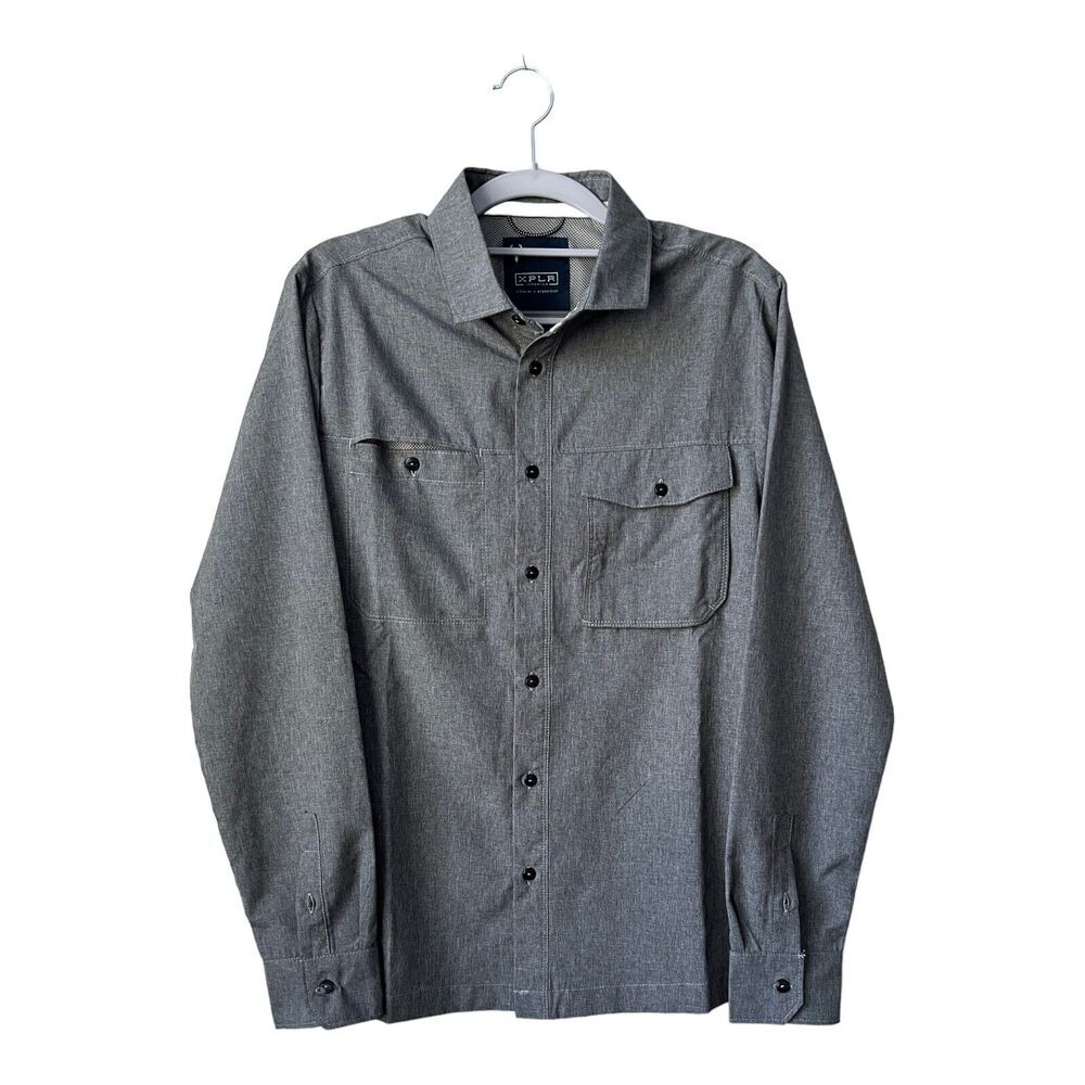 XPLR Jeremiah Shirt Mens Small‎ Gray Long Sleeve Vented Button Up Outdoors NWOT